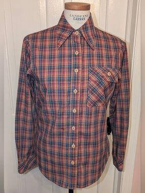 70s dagger collar plaid shirt